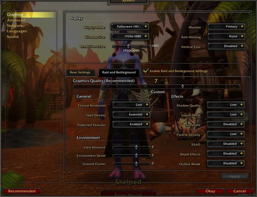 Advanced Video Settings