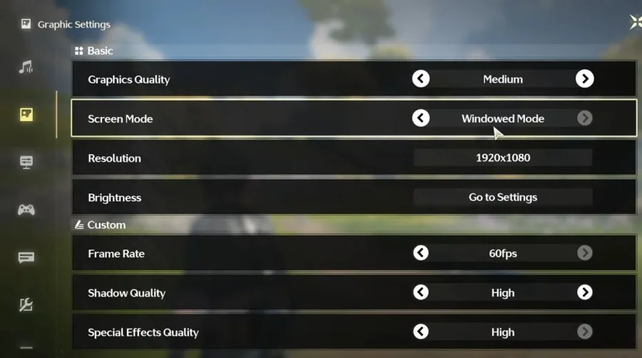 graphics settings