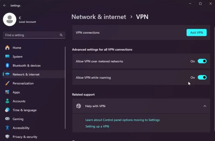 disable VPn
