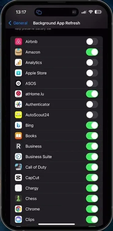disable background app refresh