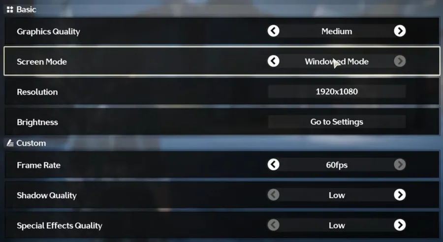 graphics settings