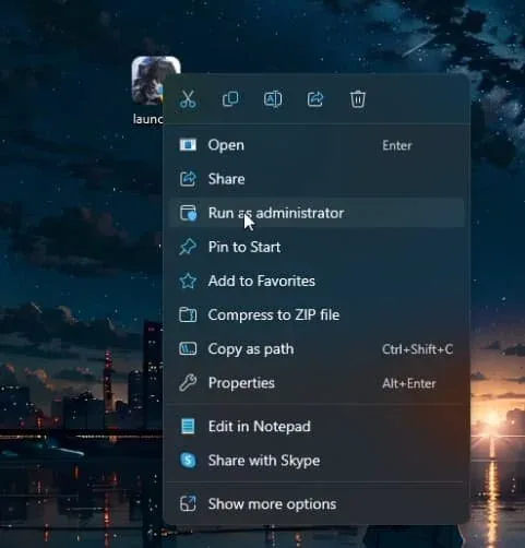 run lanuncher as admin