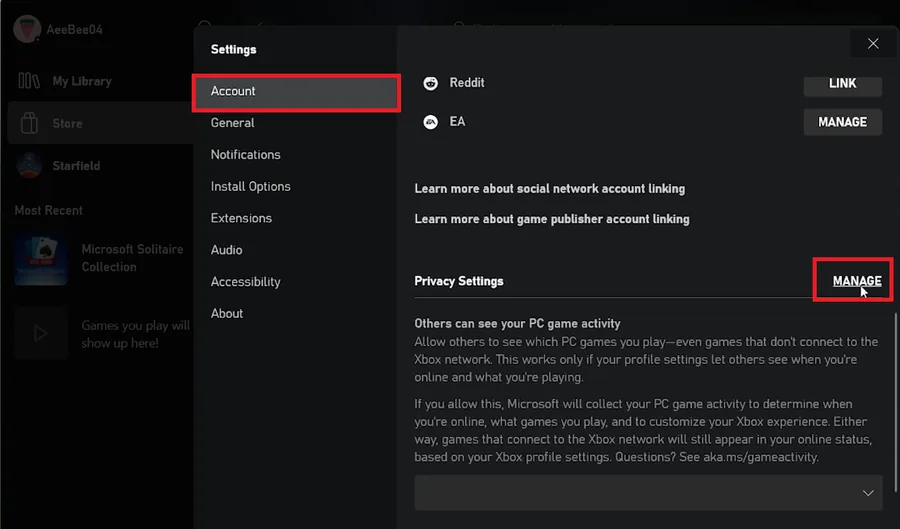 manage xbox account settings