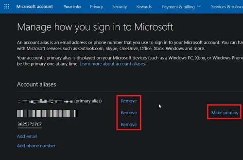 manage microsoft account