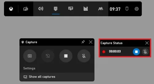 Capture Widget > Capture Status Window