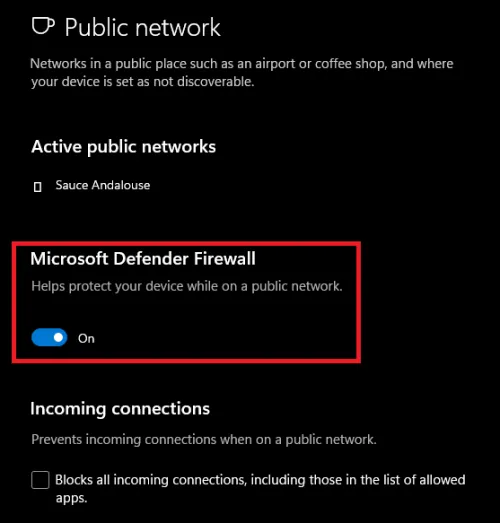 disable firewall