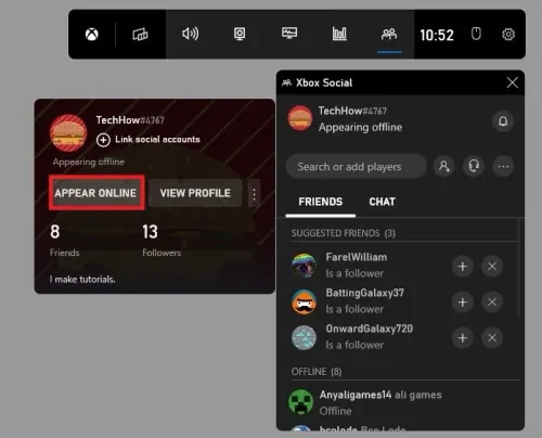 Xbox Social > Appear Offline
