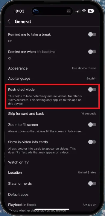 disable restrictions