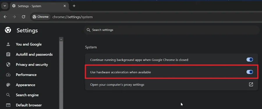 disable hardware acceleration