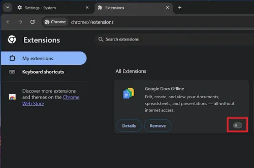 disable chrome extensions
