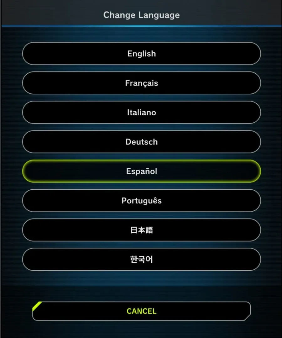 Select one of the available languages for Yu-Gi-Oh! Master Duel