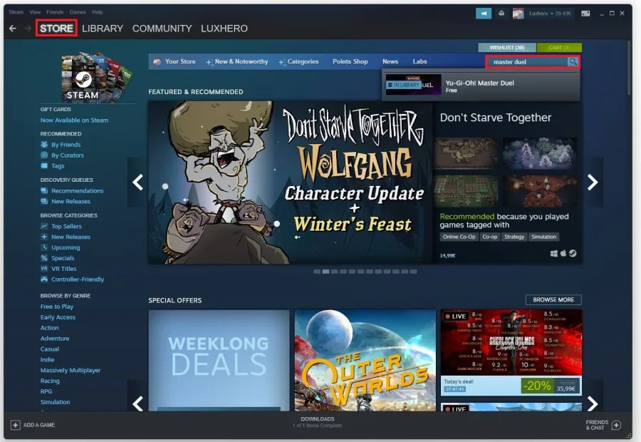 Steam > Store > Master Duel