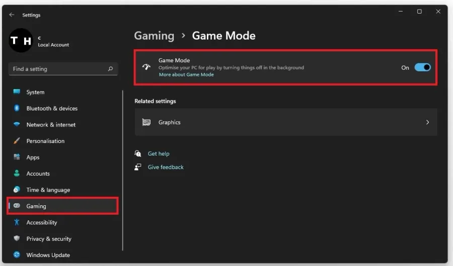 Windows Settings > Gaming > Game Mode