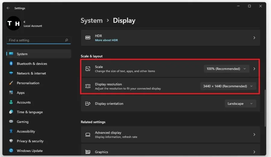 Windows Settings > System > Display
