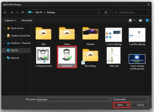 Locate the desired picture on your PC