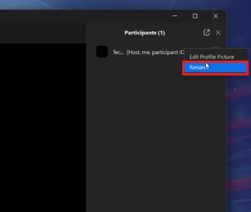 edit name for meeting