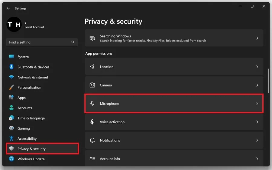 Windows Settings > Privacy & Security > Microphone
