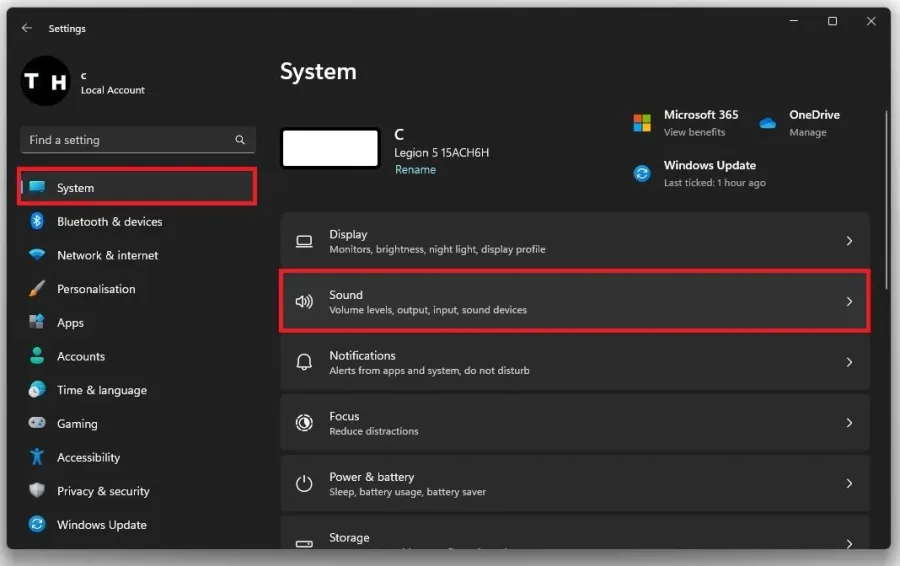 System Settings > Sound