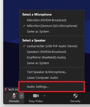 Zoom Audio Settings