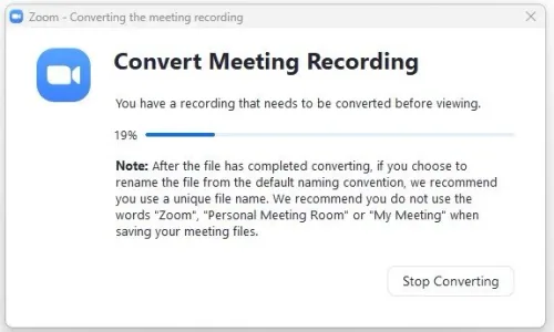 Zoom - Converting the meeting recording