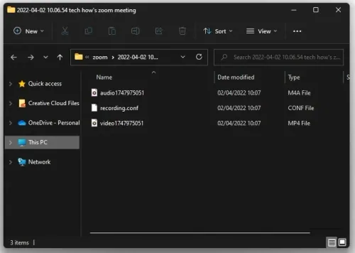 Zoom Meeting Folder > Audio & Video File